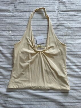 SUPRE Pale Yellow Halter Ring-Front Tank